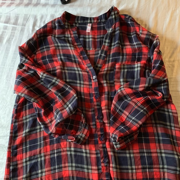 Mossimo Supply Co. Tops - Mossimo plaid SHEER top red/navy XXL